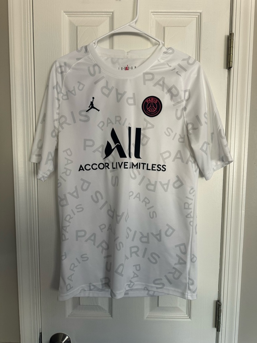 Jordan PSG Paris Saint-Germain Men's Pre-Match Soccer CW9489-101 Pink Jersey SzM